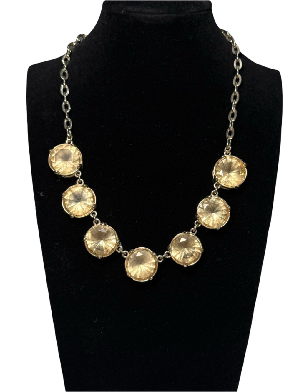 🌝 Gold-Tone Round‎ Yellow/ Goldtone Rhinestone Statement Necklace 🌝